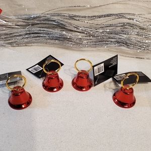 * New *Set of 8 - Christmas / Holiday Red Bell name tag holder